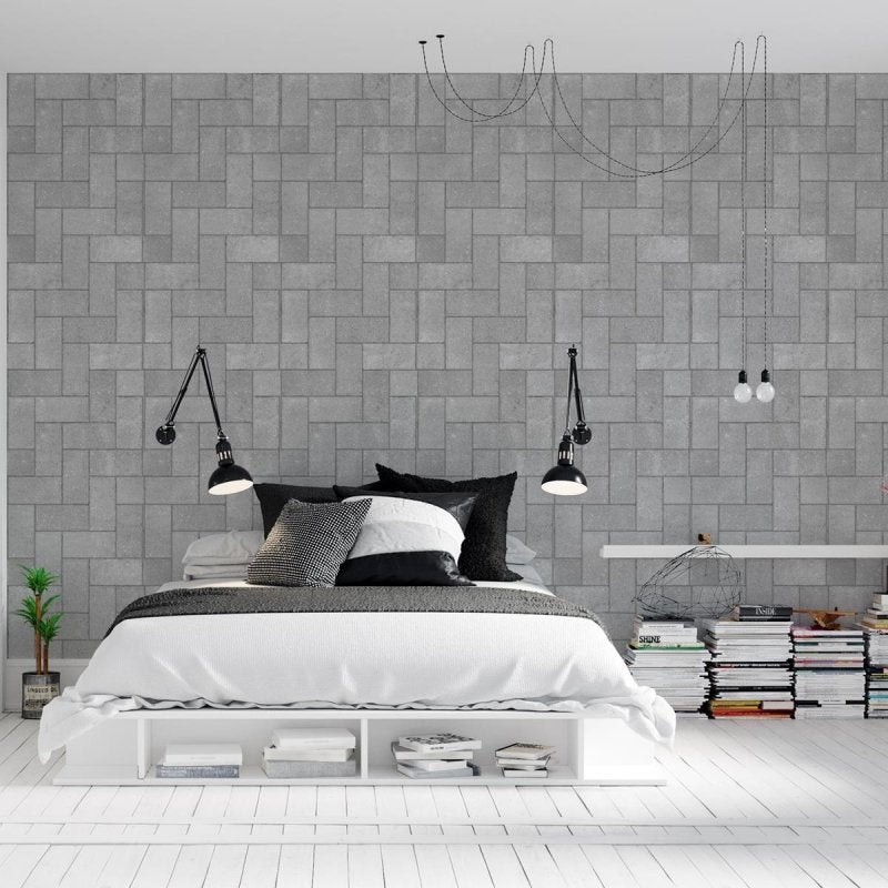 Papel de Parede Adesivo Tijolo Cinza NP026 - Papel na Parede