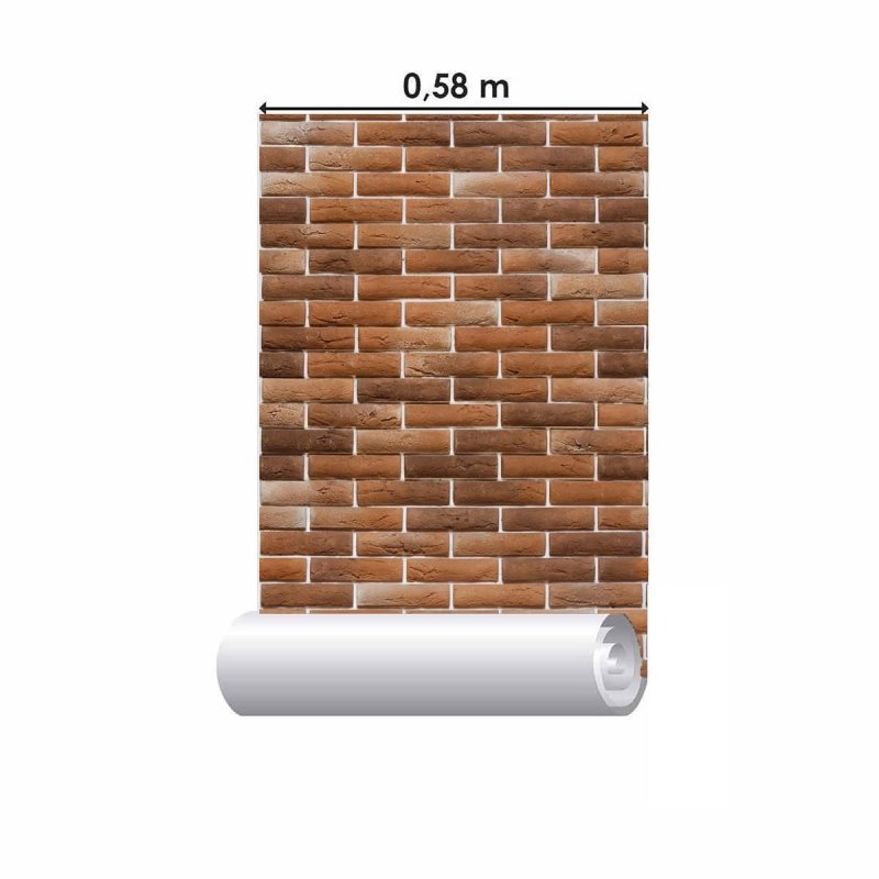 Papel de Parede Adesivo Tijolo Marrom NP072 - Papel na Parede