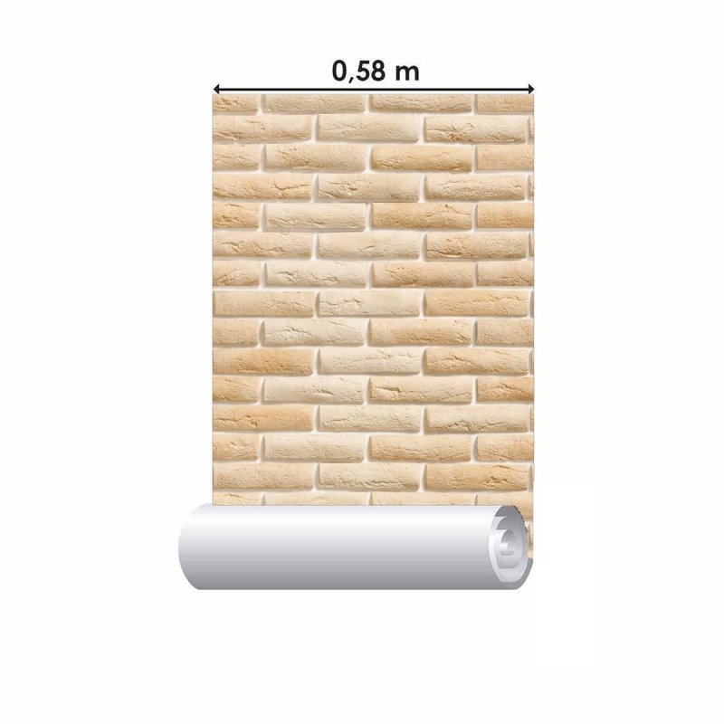 Papel de Parede Adesivo Tijolo Rustico Bege NP078 - Papel na Parede