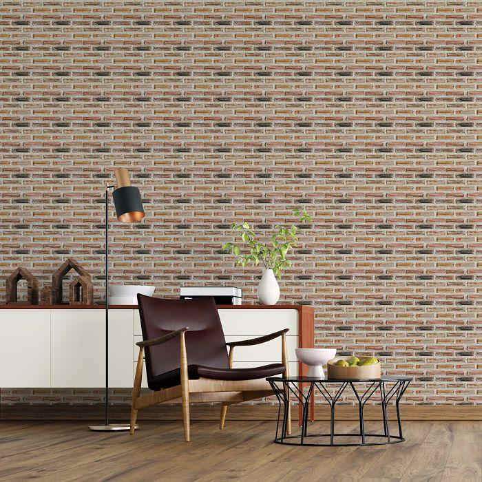 Papel de Parede Adesivo Tijolo Rústico N02241 - Papel na Parede
