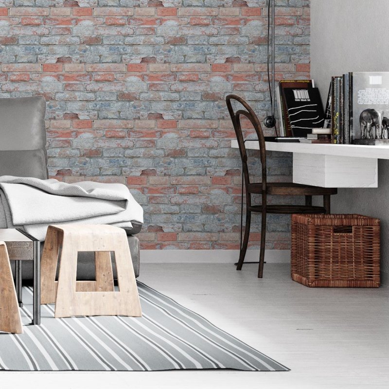 Papel de Parede Adesivo Tijolo Rustico NP106 - Papel na Parede