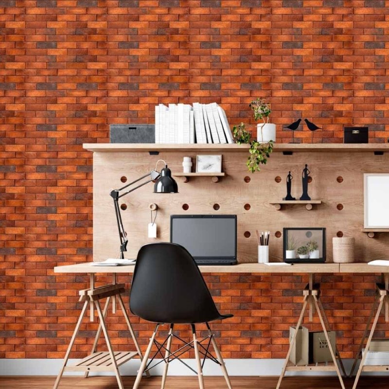 Papel de Parede Adesivo Tijolo Vermelho N015092 - Papel na Parede