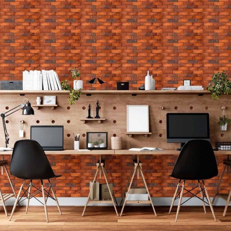 Papel de Parede Adesivo Tijolo Vermelho N015092 - Papel na Parede