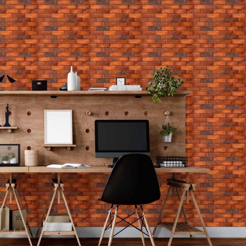 Papel de Parede Adesivo Tijolo Vermelho N015092 - Papel na Parede