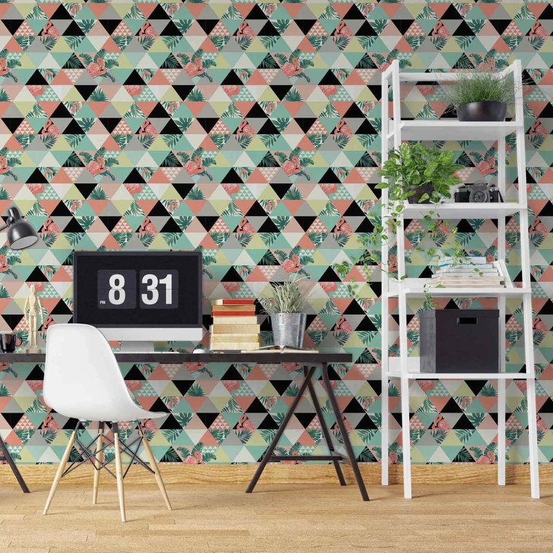 Papel de Parede Adesivo Triângulo Colorido Flamingo 35145 - Papel na Parede