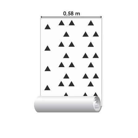 Papel de Parede Adesivo Triângulo Preto Branco 52648 - Papel na Parede