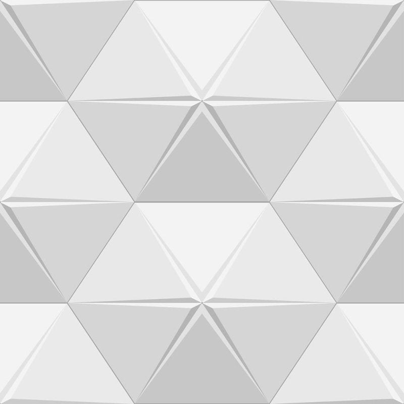 Papel de Parede Adesivo Triângulos 3D Branco e Cinza N08080 - Papel na Parede