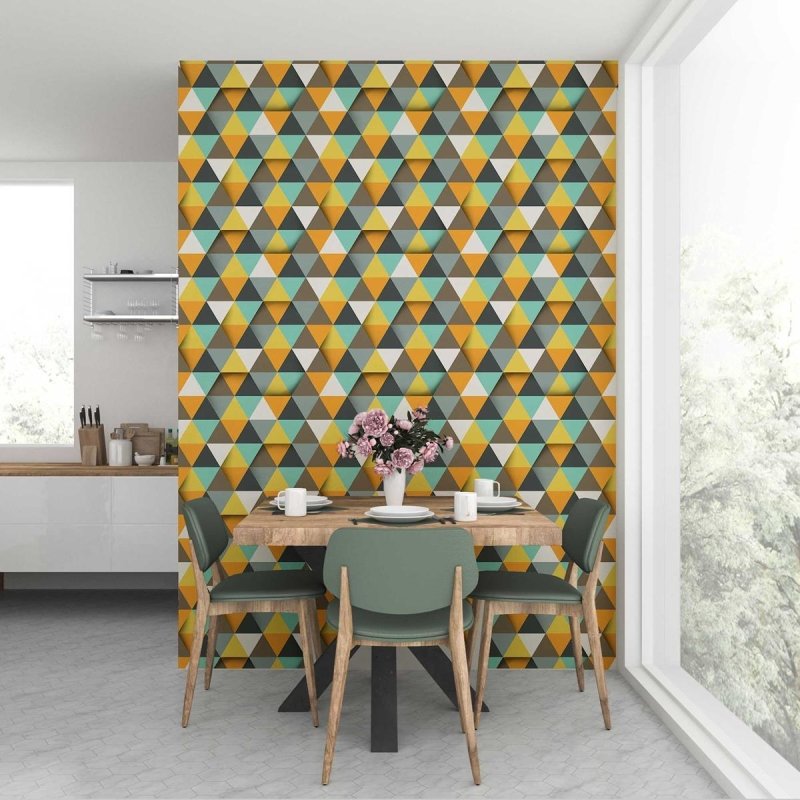 Papel de Parede Adesivo Triângulos 3D Retrô N07100 - Papel na Parede