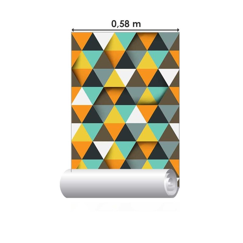 Papel de Parede Adesivo Triângulos 3D Retrô N07100 - Papel na Parede
