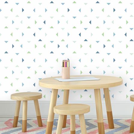 Papel de Parede Adesivo Triângulos Azul 36598 - Papel na Parede