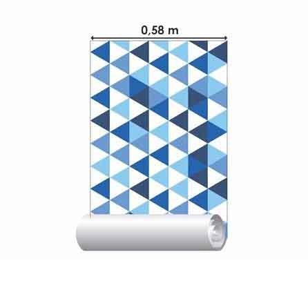 Papel de Parede Adesivo Triângulos Azul Geométrico 25642 - Papel na Parede