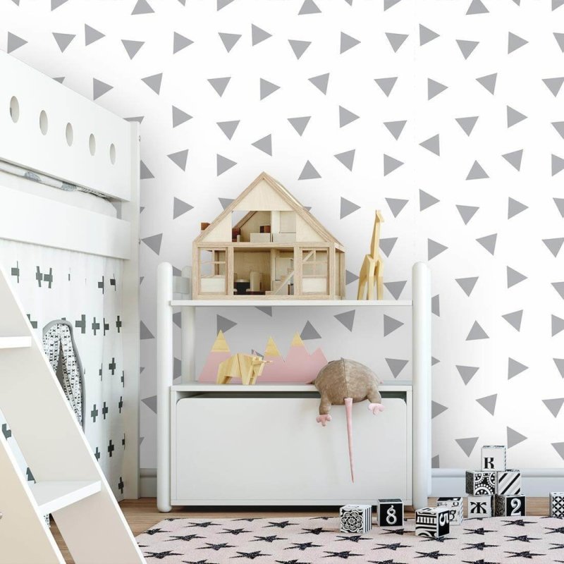 Papel de Parede Adesivo Triângulos Cinza 78523 - Papel na Parede
