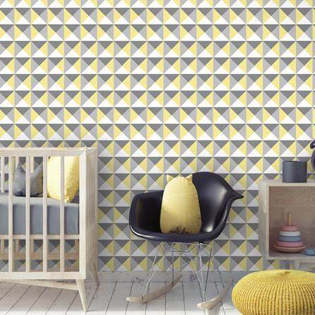 Papel de Parede Adesivo Triângulos Cinza Amarelo 32513 - Papel na Parede