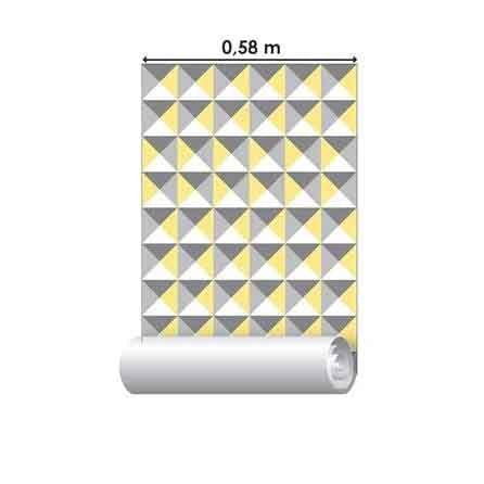 Papel de Parede Adesivo Triângulos Cinza Amarelo 32513 - Papel na Parede