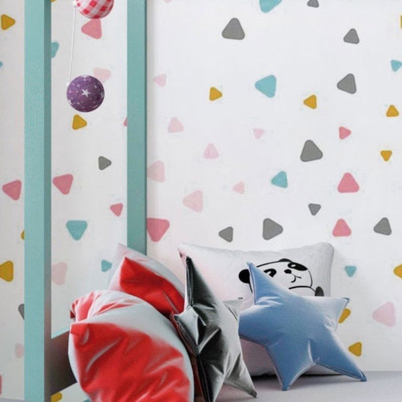 Papel de Parede Adesivo Triângulos Coloridos N018124 - Papel na Parede