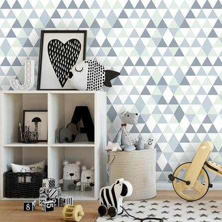 Papel de Parede Adesivo Triângulos Verde 25669 - Papel na Parede