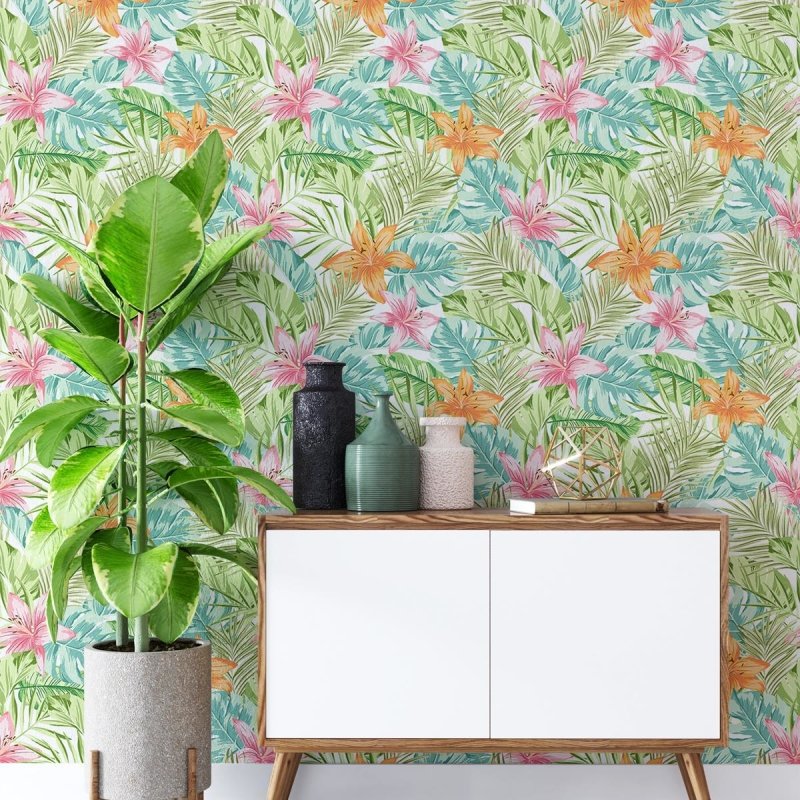 Papel de Parede Adesivo Tropical colorido N04251 - Papel na Parede
