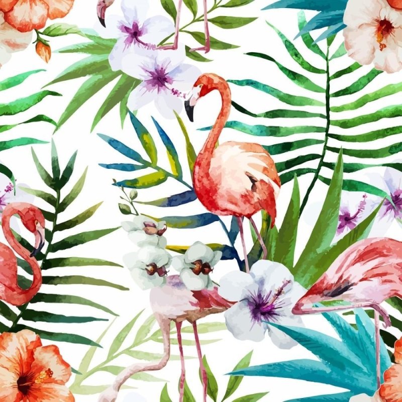 Papel de Parede Adesivo tropical flamingos N014087 - Papel na Parede