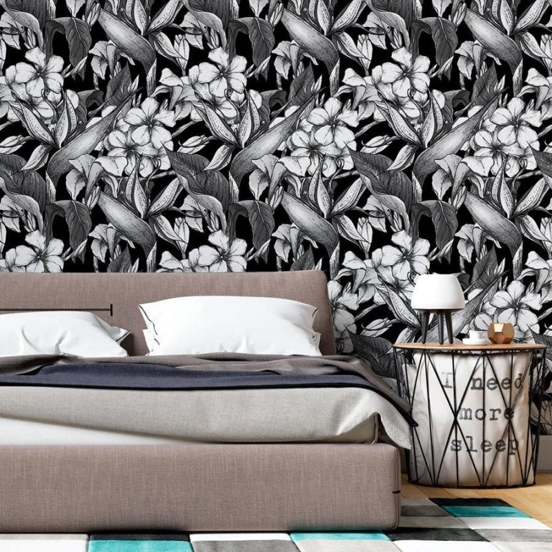 Papel de Parede Adesivo Tropical Floral Monocromático N06090 - Papel na Parede