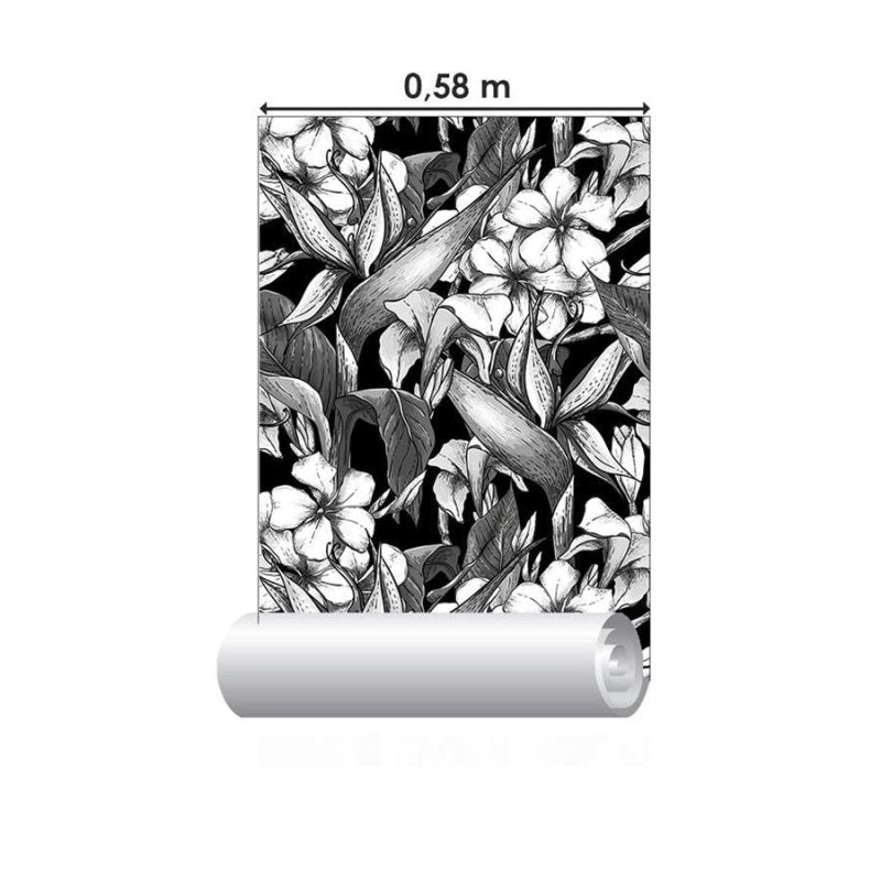 Papel de Parede Adesivo Tropical Floral Monocromático N06090 - Papel na Parede