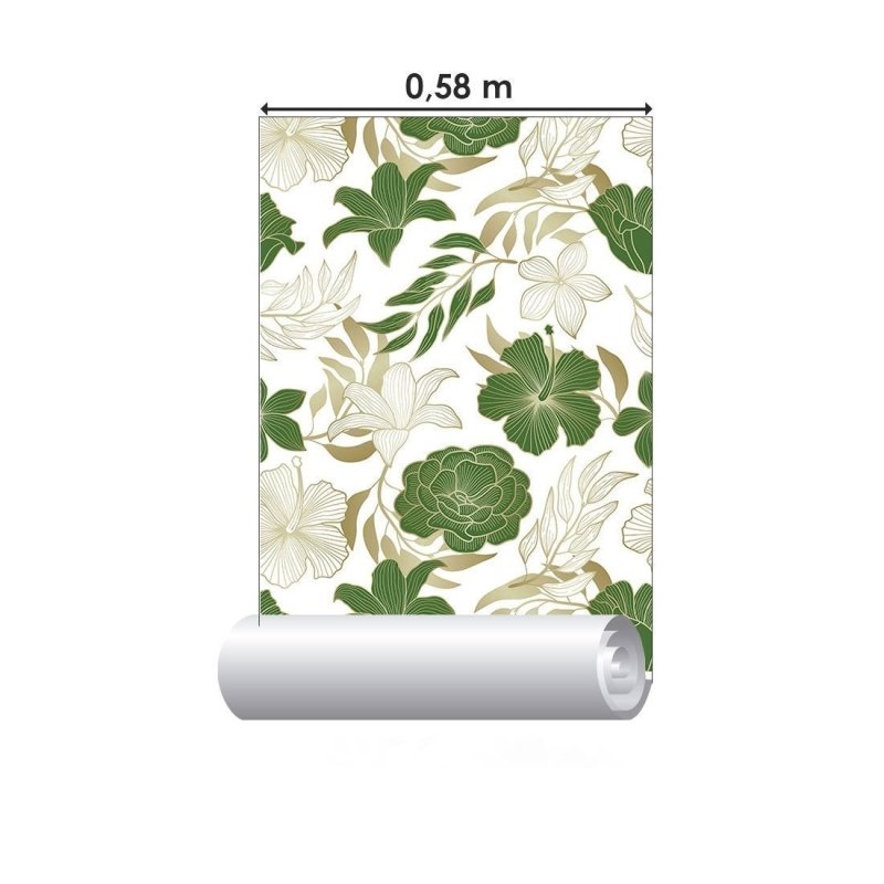 Papel de Parede Adesivo Tropical Folhas e Flores N017066 - Papel na Parede