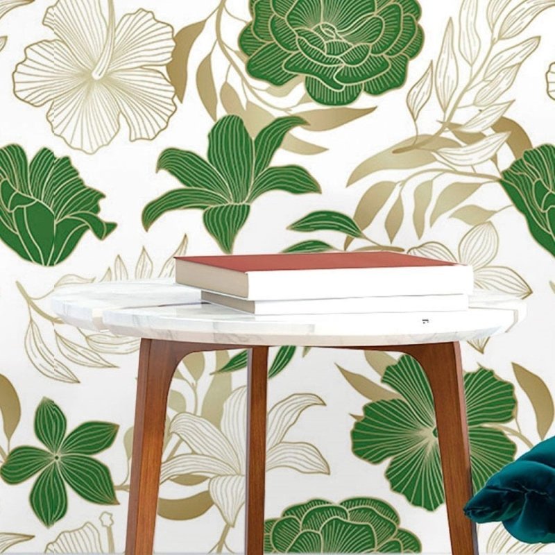 Papel de Parede Adesivo Tropical Folhas e Flores N017066 - Papel na Parede