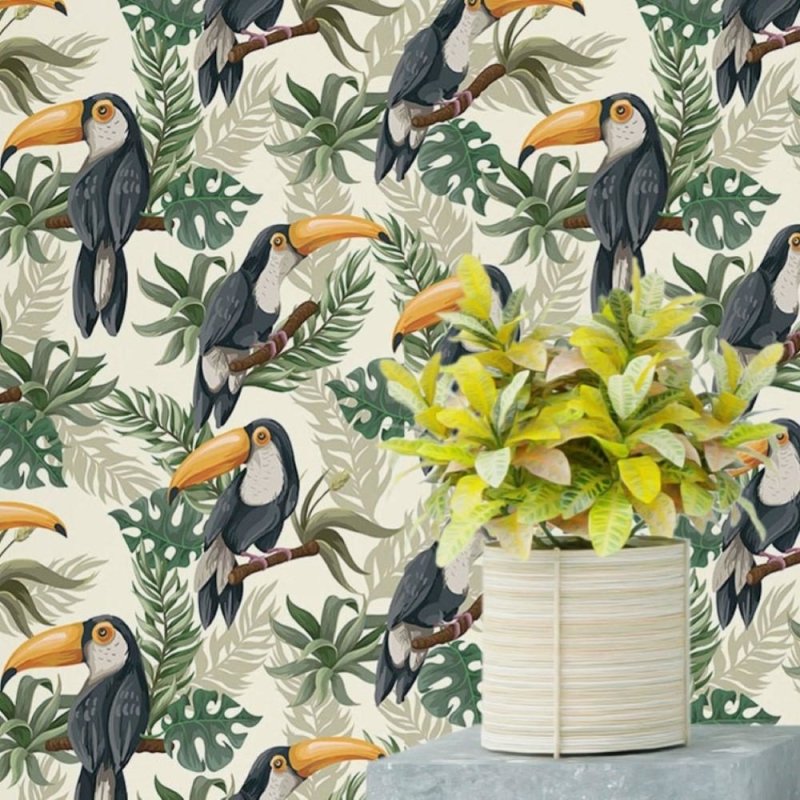 Papel de Parede Adesivo Tropical Tucanos N019084 - Papel na Parede