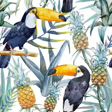Papel de Parede Adesivo tucano abacaxi folhas 248410549 - Papel na Parede