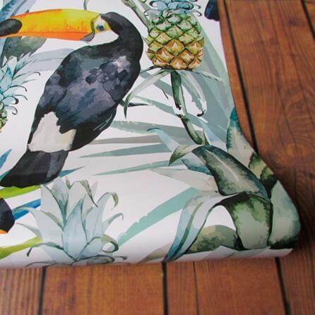 Papel de Parede Adesivo tucano abacaxi folhas 248410549 - Papel na Parede