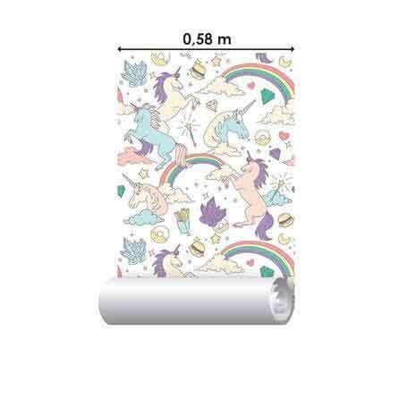 Papel de Parede Adesivo Unicórnio Arco-iris 418909426 - Papel na Parede