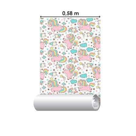 Papel de Parede Adesivo unicornio colorido 428194525 - Papel na Parede