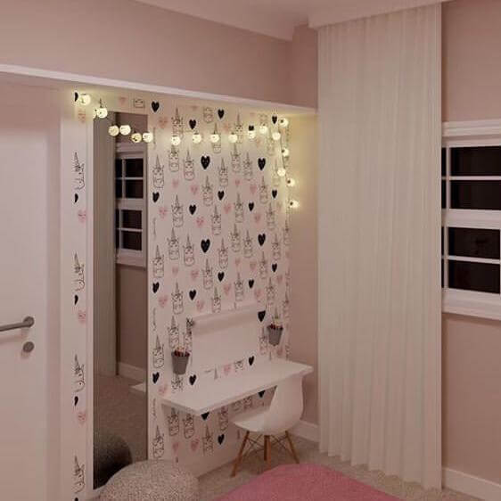 Papel de Parede Adesivo Unicórnio Infantil Coração 56823 - Papel na Parede