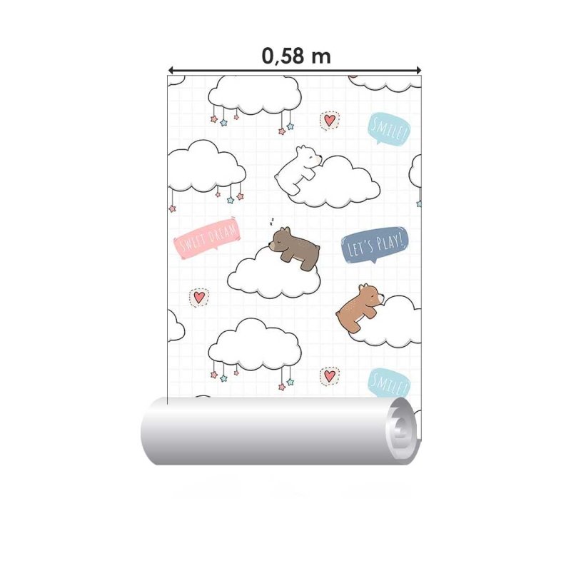 Papel de Parede Adesivo Ursinhos Preto e Branco N08215 - Papel na Parede