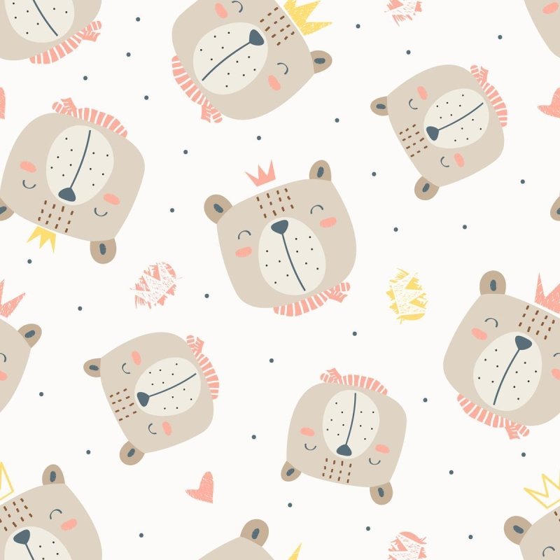 Papel de Parede Adesivo Urso com Coroa N04080 - Papel na Parede