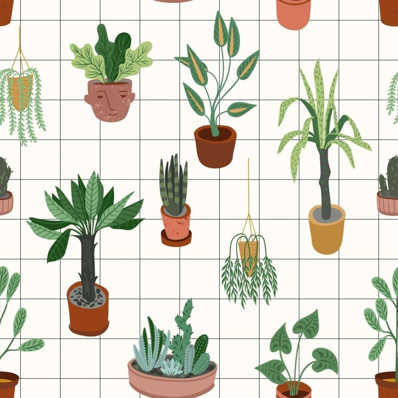 Papel de Parede Adesivo Vasos com plantas e folhas N03016 - Papel na Parede
