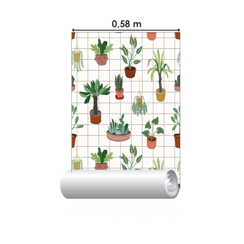 Papel de Parede Adesivo Vasos com plantas e folhas N03016 - Papel na Parede