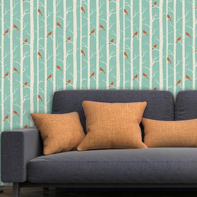 Papel de Parede Adesivo Verde Pássaros 104887061 - Papel na Parede