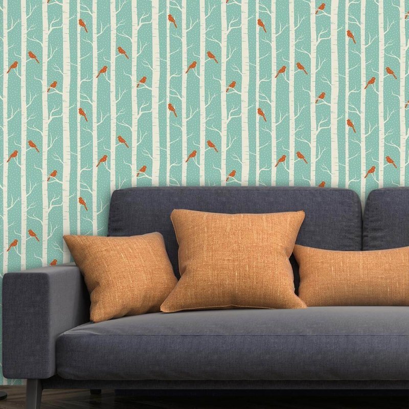Papel de Parede Adesivo Verde Pássaros 104887061 - Papel na Parede