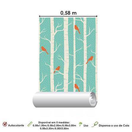 Papel de Parede Adesivo Verde Pássaros 104887061 - Papel na Parede