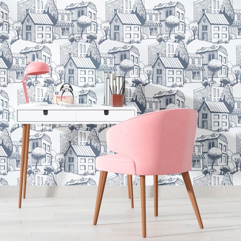 Papel de Parede Adesivo Vilarejo Nanquim N010037 - Papel na Parede