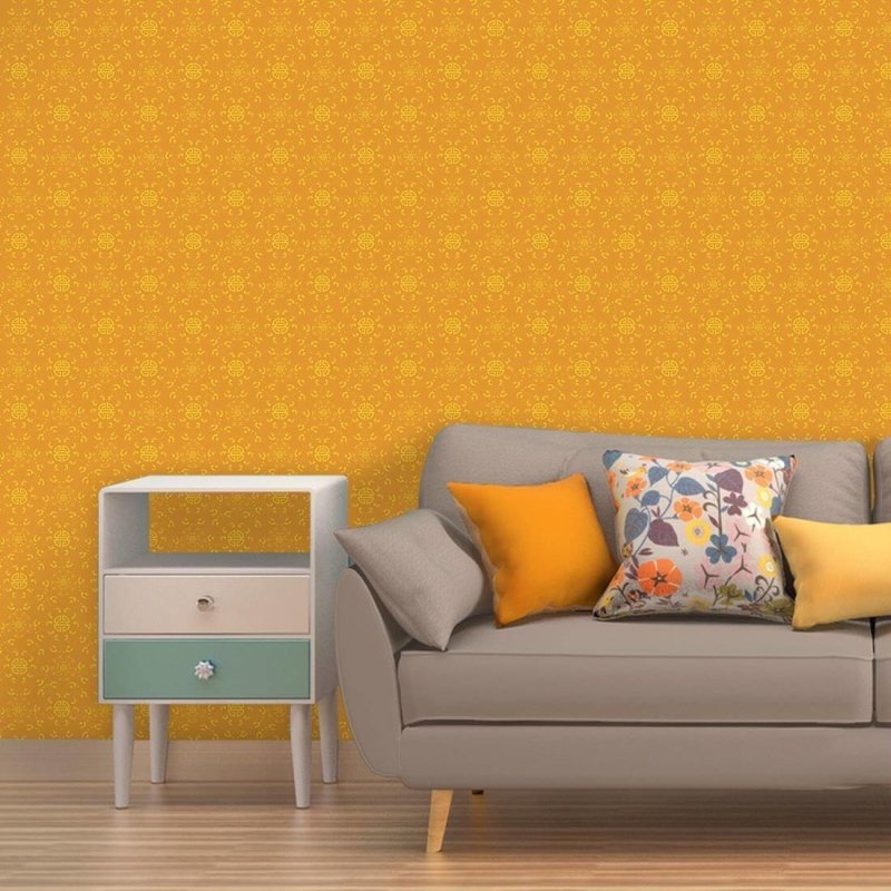 Papel de Parede Adesivo Vintage Amarelo 489 - Papel na Parede
