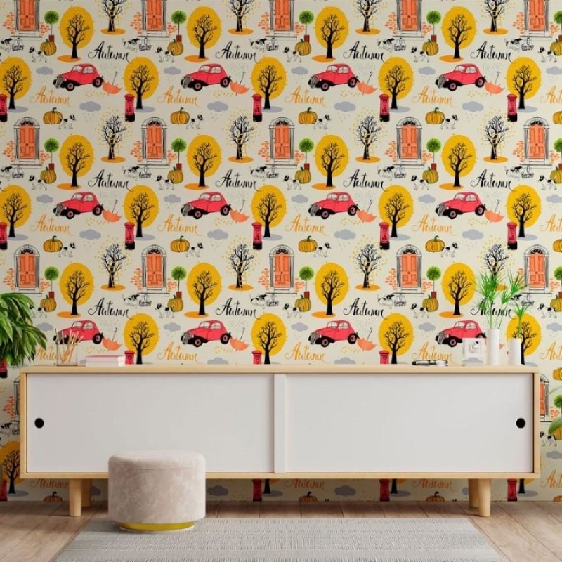 Papel de Parede Adesivo Vintage Autum N013099 - Papel na Parede