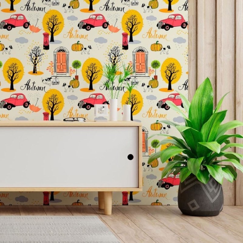 Papel de Parede Adesivo Vintage Autum N013099 - Papel na Parede