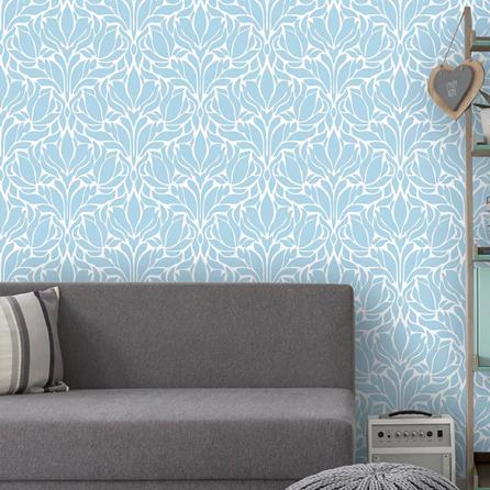 Papel de Parede Adesivo Vintage Azul Romântico 622541 - Papel na Parede