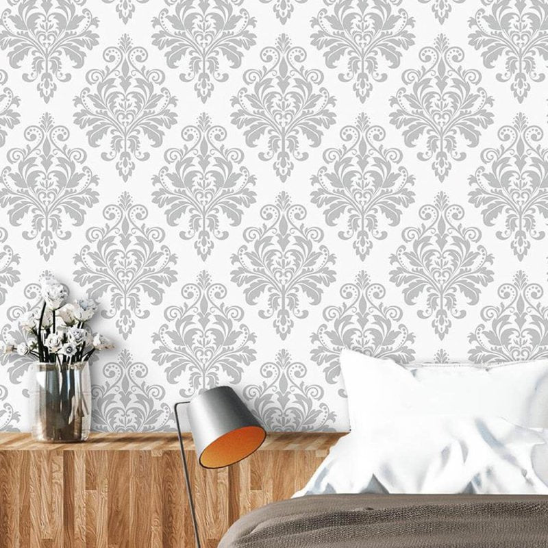 Papel de Parede Adesivo Vintage Branco e Cinza 156237770 - Papel na Parede