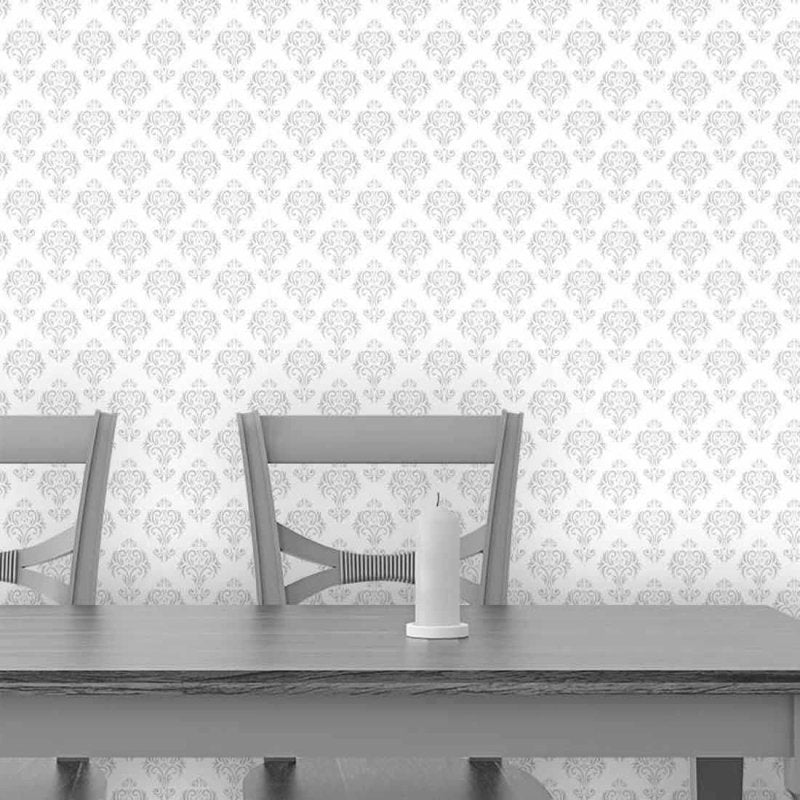 Papel de Parede Adesivo Vintage Branco e Cinza 59560642 - Papel na Parede