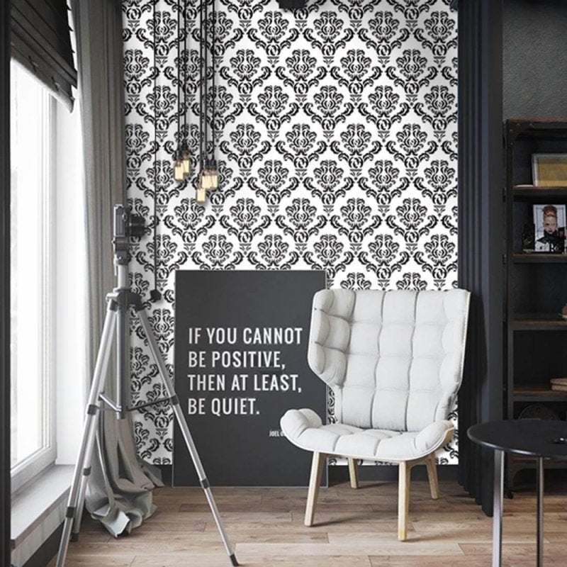 Papel de Parede Adesivo Vintage Branco e preto 814 - Papel na Parede