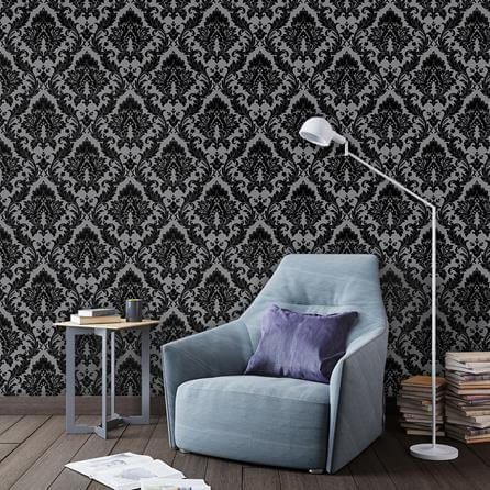 Papel de Parede Adesivo Vintage Cinza e Preto 214 - Papel na Parede