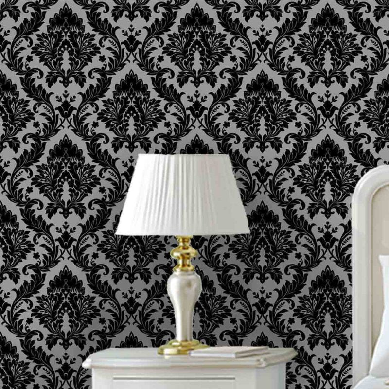 Papel de Parede Adesivo Vintage Cinza e Preto 214 - Papel na Parede