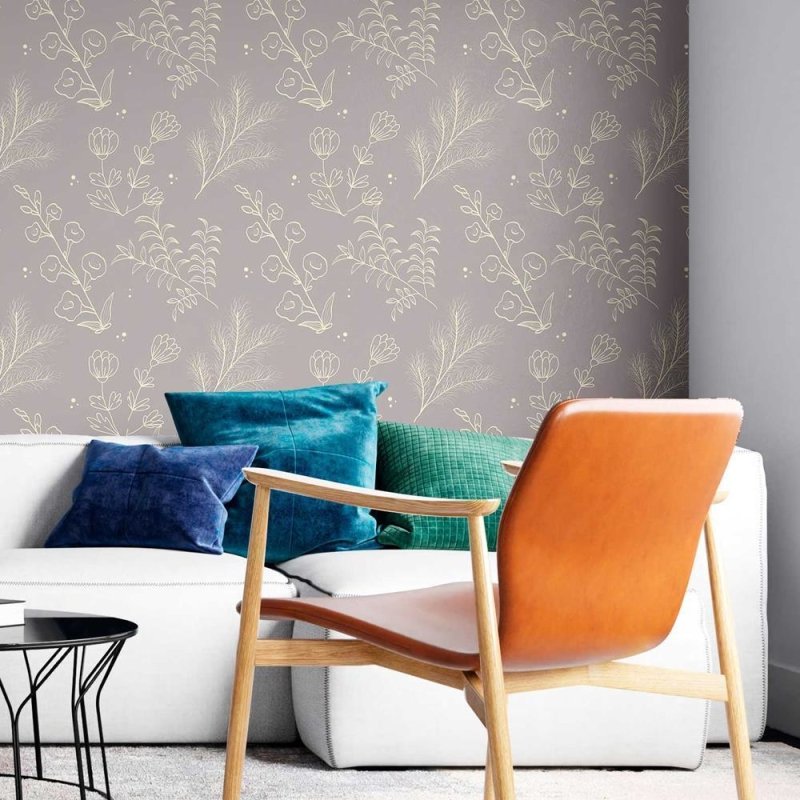 Papel de Parede Adesivo Vintage Floral Cinza N08057 - Papel na Parede